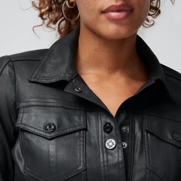 WHBM CONVERTIBLE Dress LAST ONE! Jacket Coat Shacket Long Sleeve Coated Denim - Picture 6 of 7